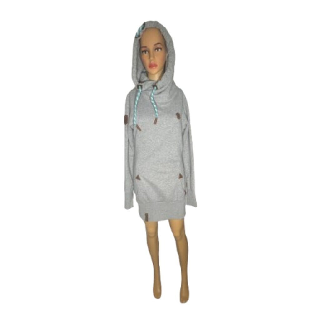 Naketano Hoodie Sweatshirt Dress with Leather Details Size Medium